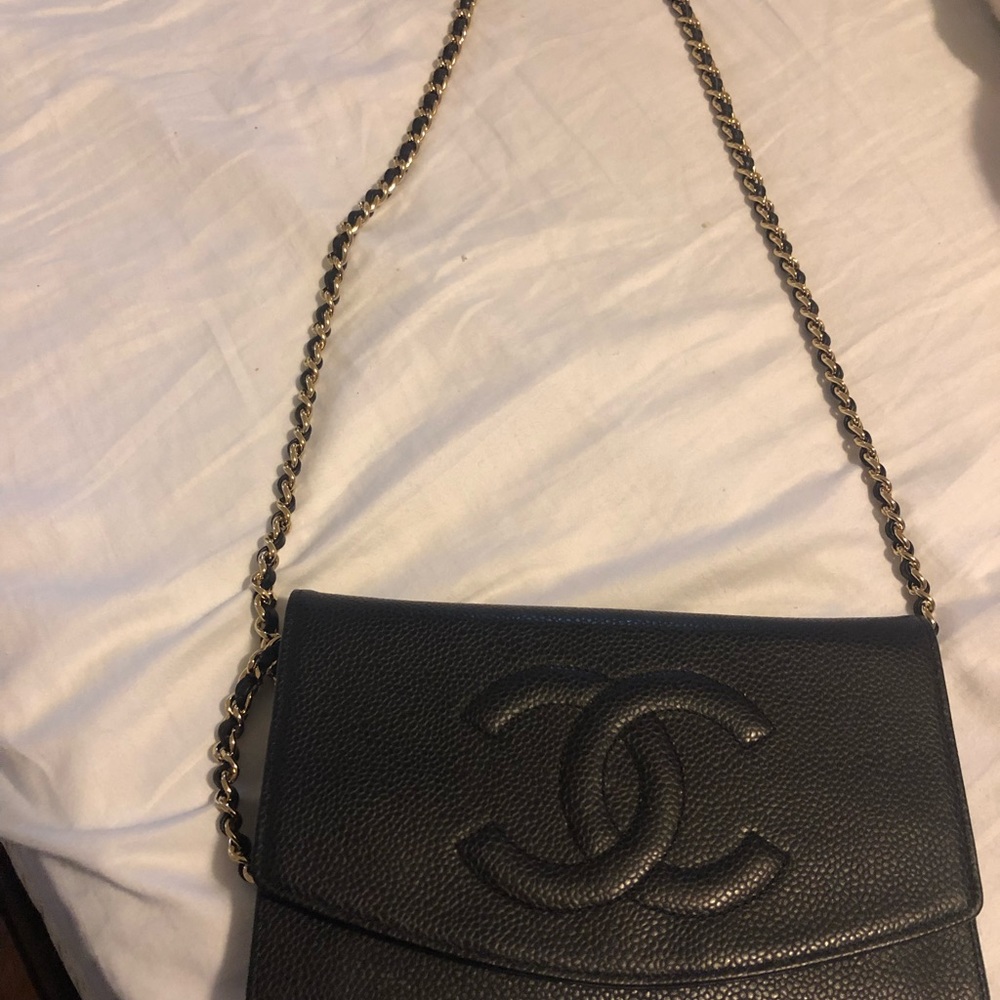 Authentic Chanel timeless wallet clutch with chain
